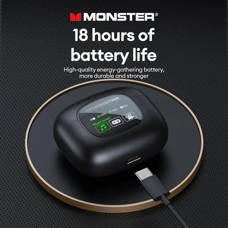 Monster-auriculares inalámbricos XKT20, cascos deportivos con Bluetooth 5,4, pantalla LED, sonido HIFI, baja latencia, novedad