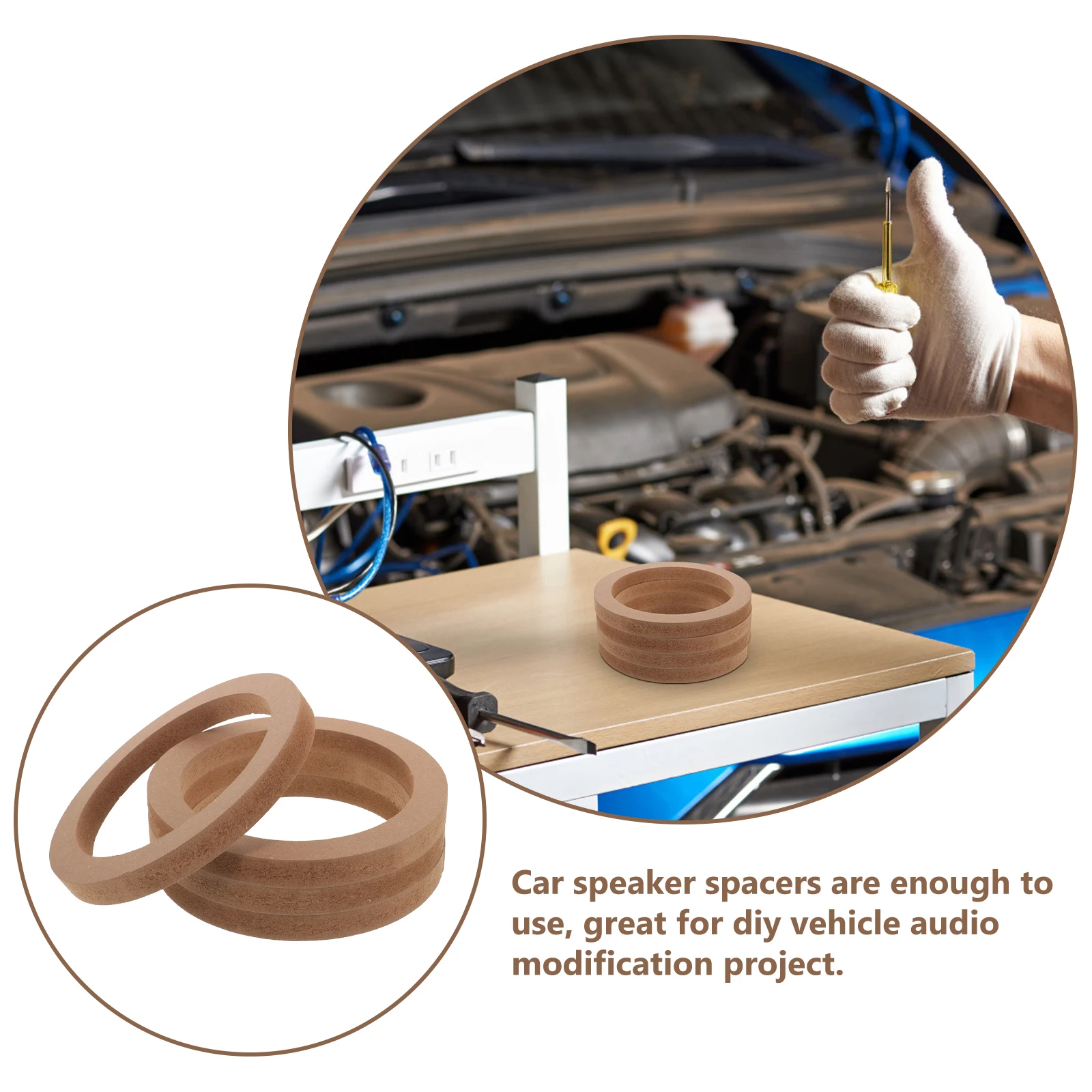 

2Pairs Car Speaker Spacer Pad 6.5 Inch Mdf Material Enhanced Audio Soundproofing for Car Boat Truck DIY Installation