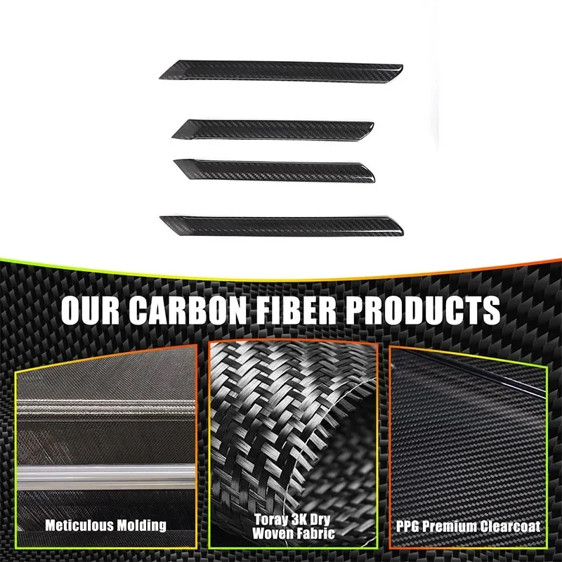 

For BMW 5 Series G60 2024 Real Carbon Fiber Car Door Inner Handle Behind Decorative Strips Stickers Interior Accessories 4Pcs