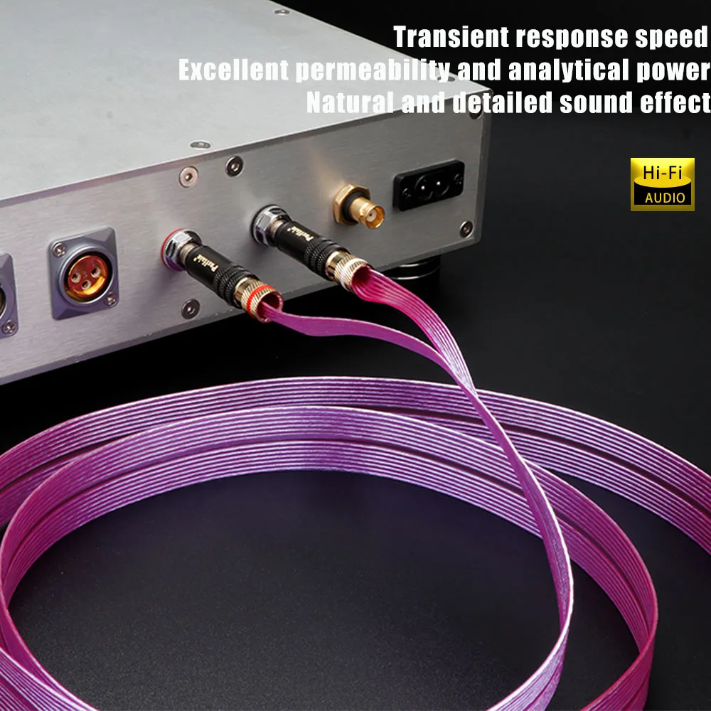 하이파이 RCA 케이블 14코어 RCA 오디오 케이블 하이엔드 6N OCC 구리 은도금 플랫 벨트 및 골드 도금 RCA 플러그 (앰프용)