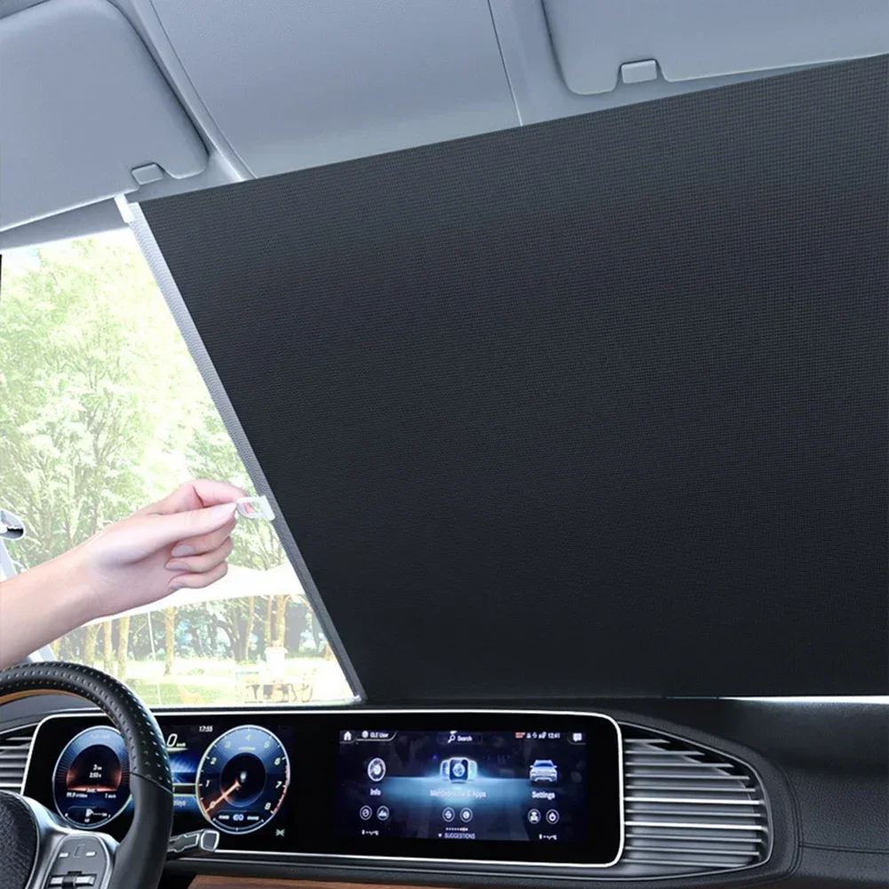 Summer Sunshade Car Retractable Sunshade Full Blackout 40*125cm Car Roller Shades Black Titanium Silver Sunshade