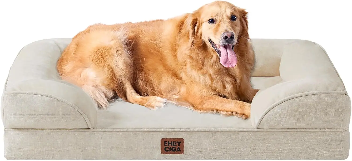 

Orthopedic Dog Beds for Extra Large Dogs, Waterproof Memory Foam XL Pet Bed with Sides, Non-Slip Bottom and Egg-Crate Foam