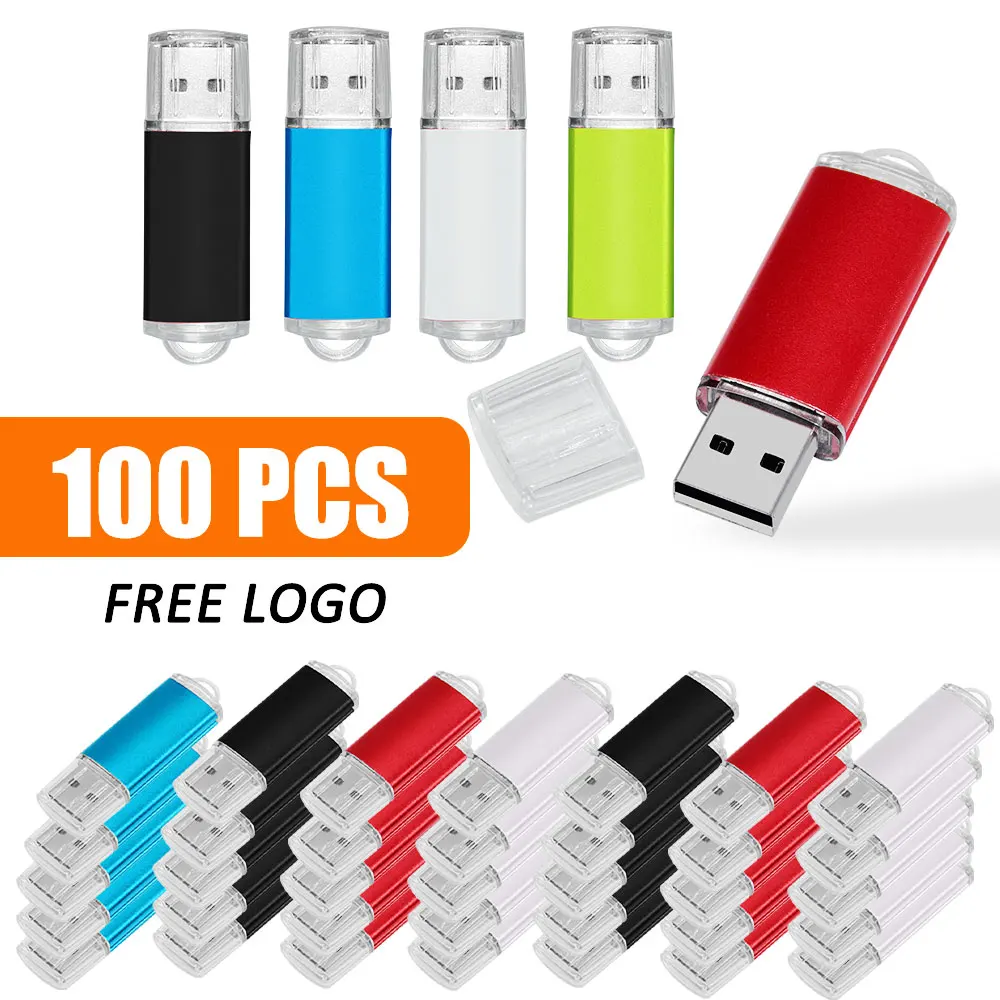 100PCS/lot Pen Drive 64gb 128gb USB Flash Drive 32gb Flash Disk 16gb 8gb 4gb 2gb 1gb Memory Stick Free logo