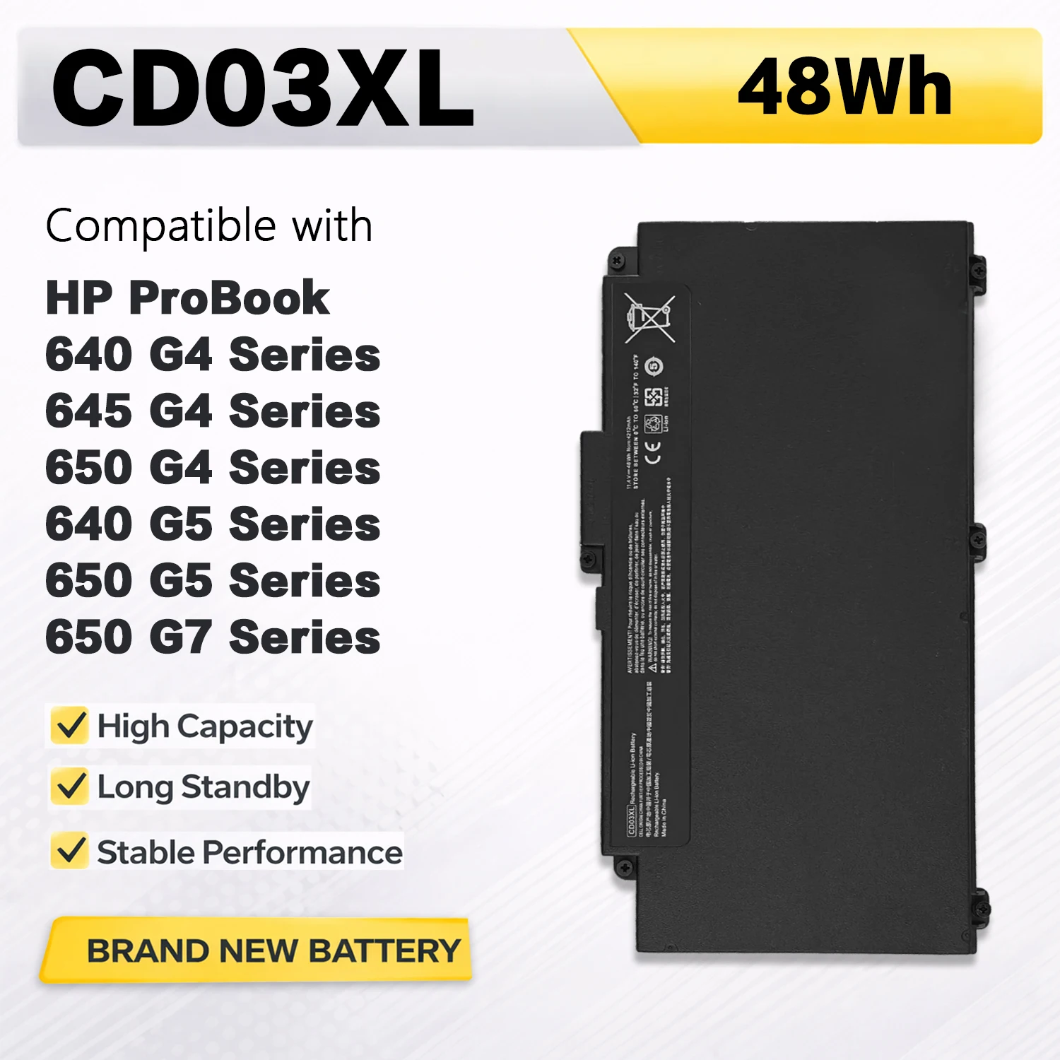 Batería para ordenador portátil PowerHub CD03XL para HP ProBook 640 645 650 G4 G5 G7 HSTNN-UB7K HSTNN-LB8F HSTNN-IB8B 931702-421 11,4 V 48Wh