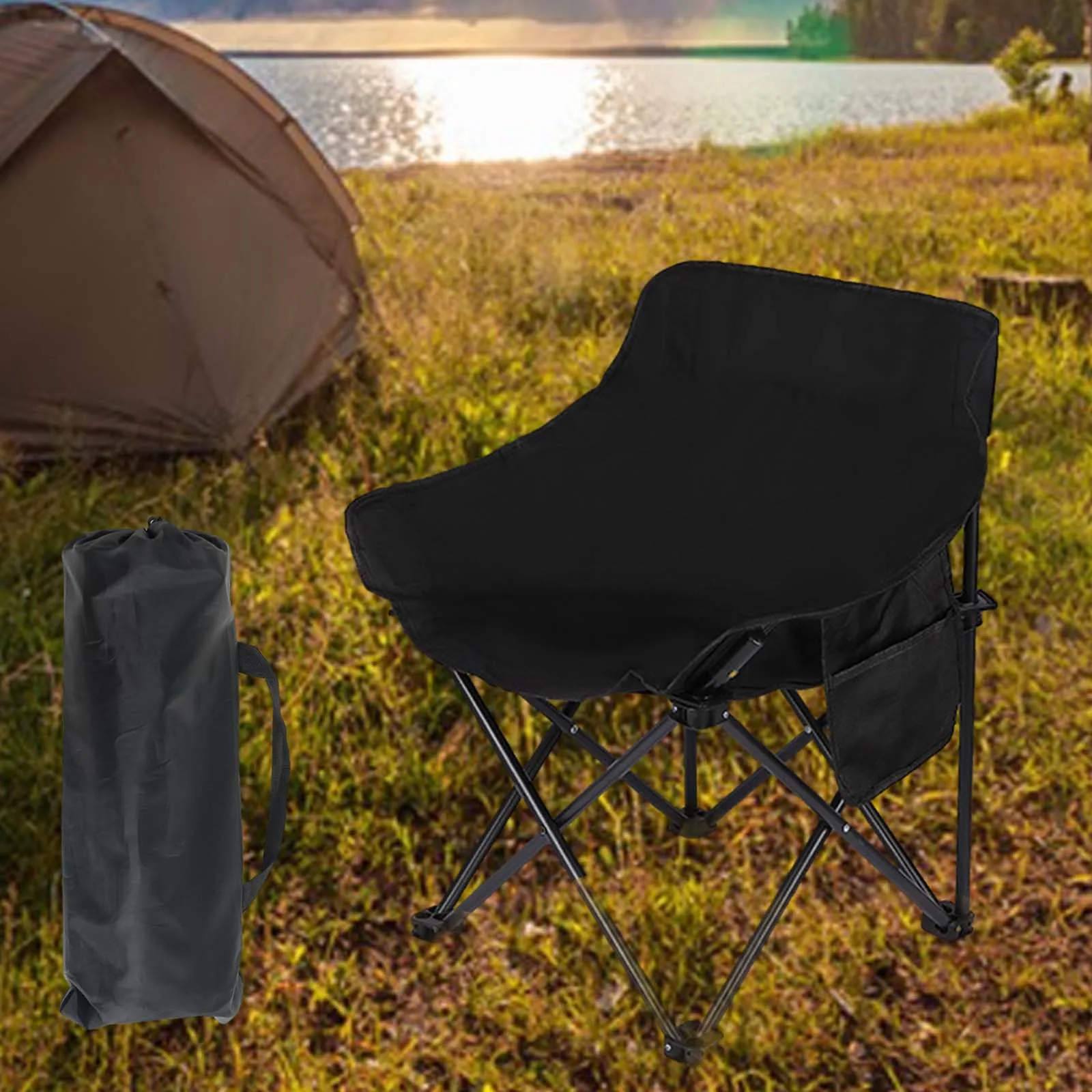 Folding Camping Chair Beach Chair Durable Portable Folded Folding Chair Outdoor Moon Chair for Garden Picnics BBQ Hiking