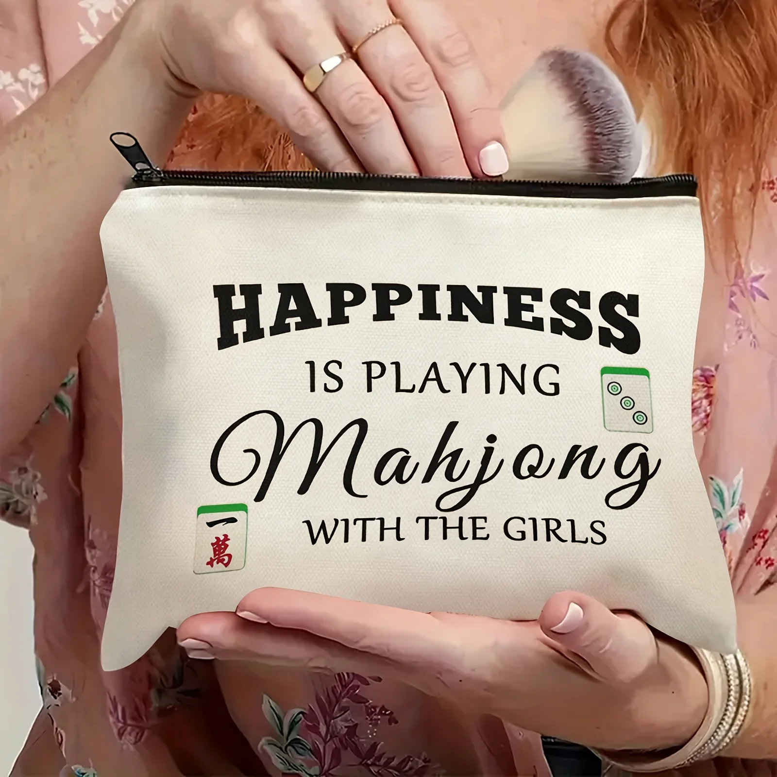 Mahjong Lover'S Joy: A Festive Cosmetic Bag For Mahjong Enthusiasts - Perfect Gift For Friends Family Or Yourself - Travel Pou