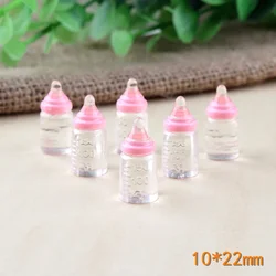 10pcs 10*22mm Simulation Mini Miniature Milk Baby Bottle Feeding Bottles For DIY Keychain Pendant Dollhouse Accessories