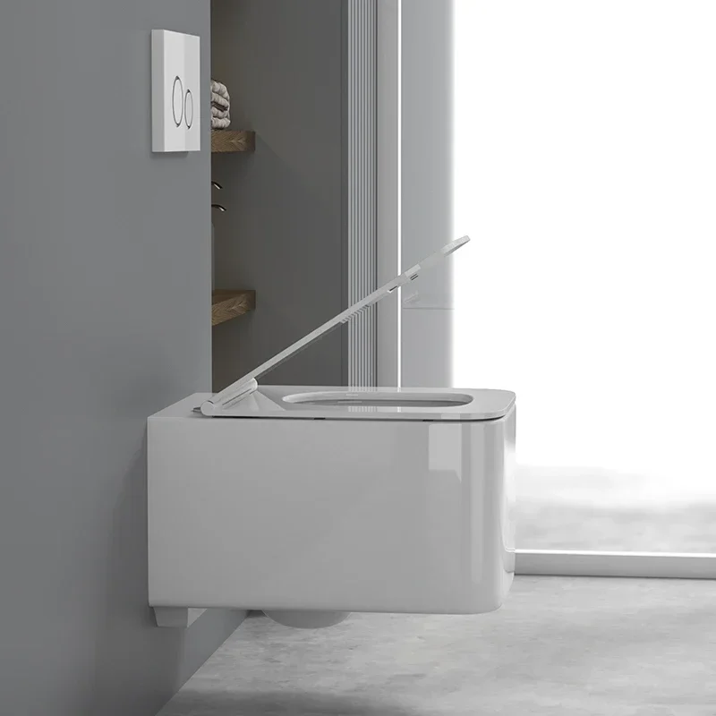 Wall-Mounted Hanging Toilet Square Semi-automatic Hidden into the Wall Semi-Hanging Light Intelligence