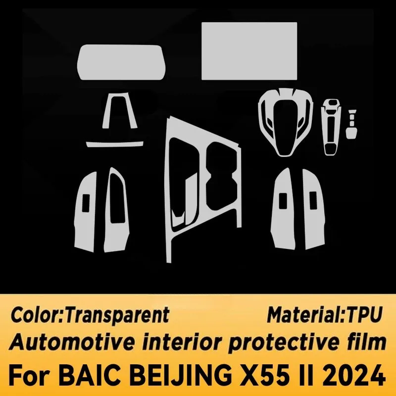 Dla BAIC BEIJING X55 II 2024 Panel skrzyni biegów Ekran nawigacyjny Wnętrze samochodu Folia ochronna TPU Naklejka odporna na zarysowania