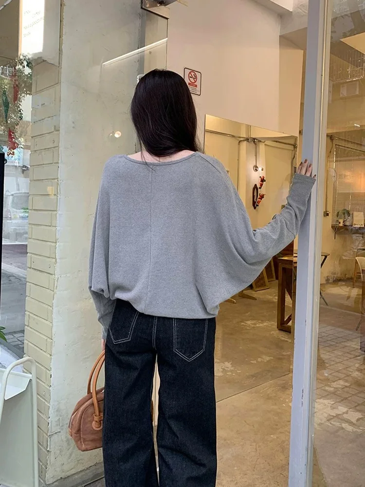 ファイオナブル ホワイト ロング スリーブ Uネック Tシャツ レディース 冬用 ルーズ ショルダー トップ インナー ウェア ベース シャツ シーウォーク ガールズ ファイオ