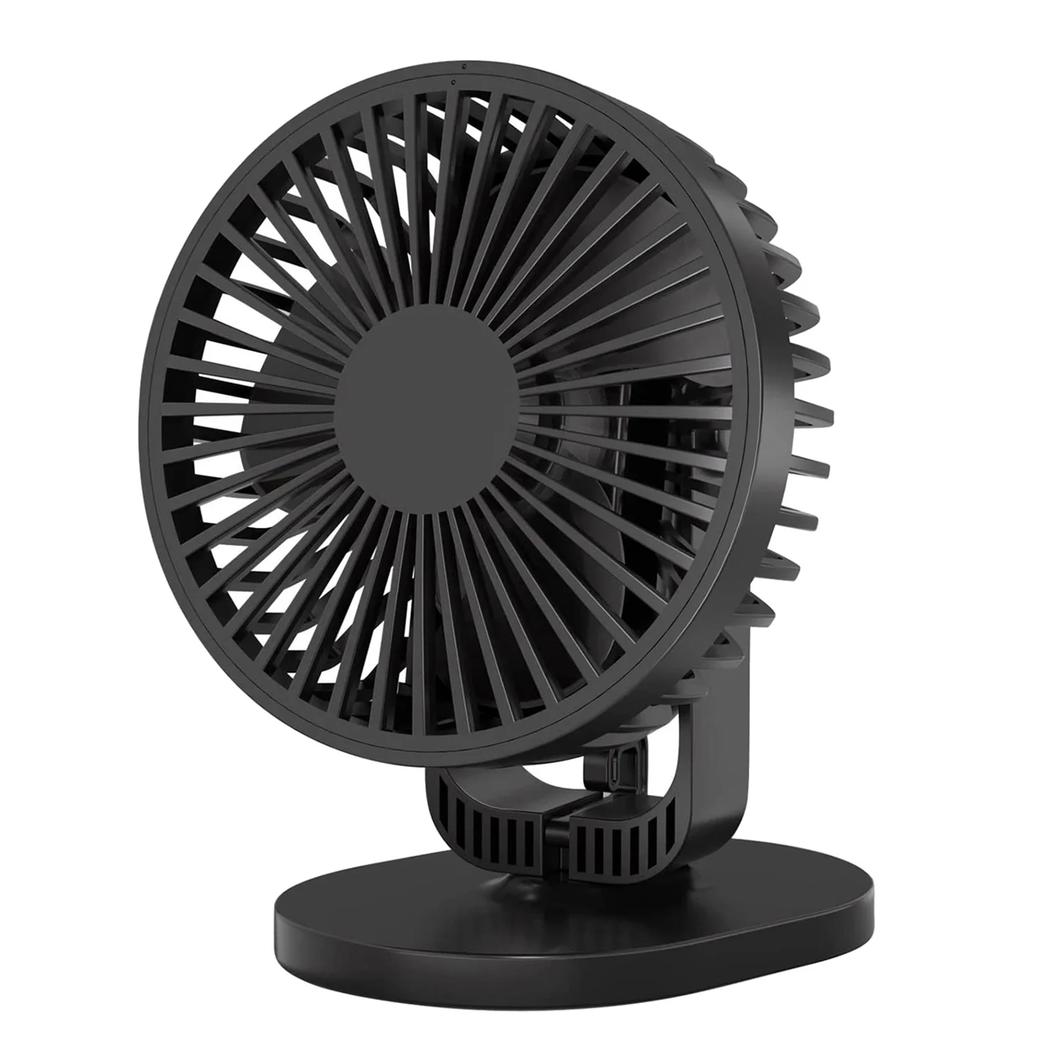 USB Desk Fan,Rechargeable Clip on Stroller Fan,23 Hours Duration 720 degree Rotatable Table Desktop Fan Black