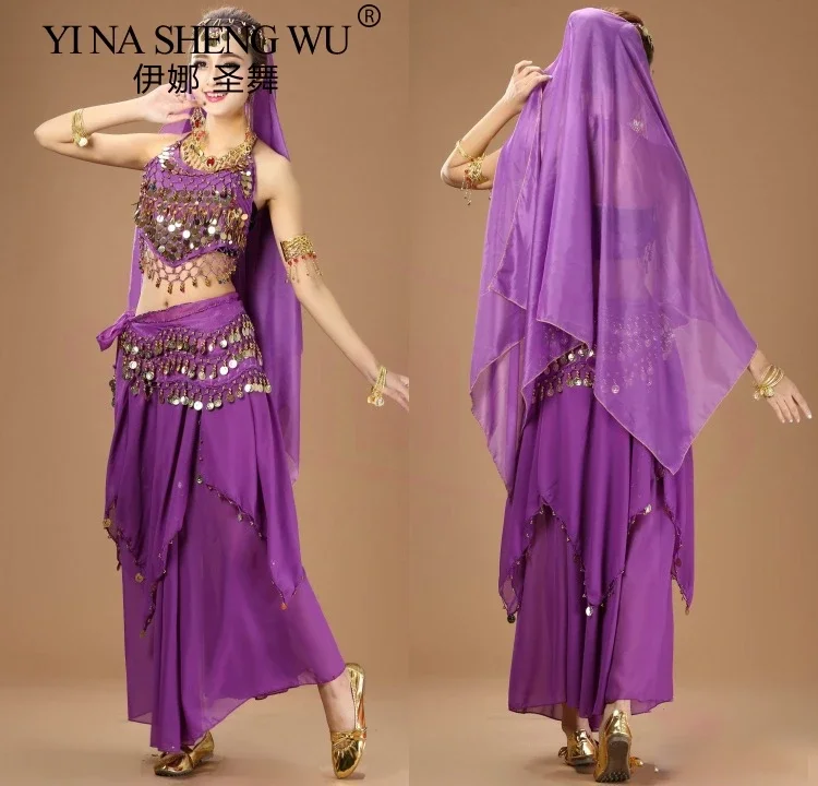 Bauchtanz- und indische Tanzkostüme für Damen, Bollywood, indische und ägyptische Bauchtanzkleider für Erwachsene, Damen-Übungskleidung, brandneu. – Detail 5