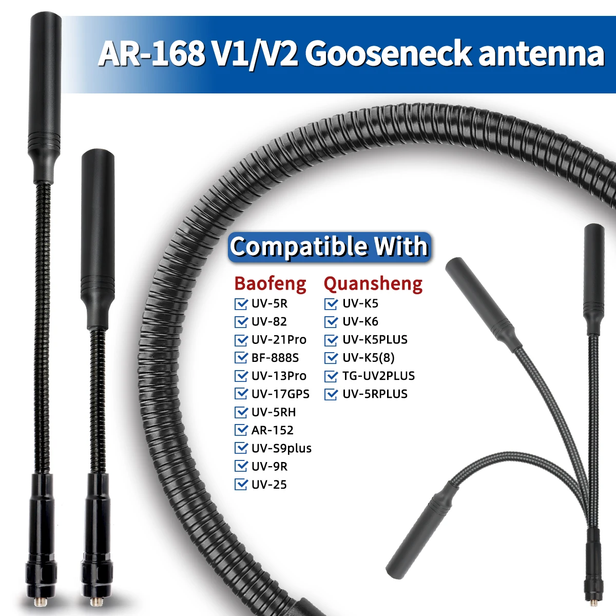 การรีวิวและแนะนำ ABBREE AR-168 V1/V2 Gooseneck Tactical Antenna VHF UHF SMA-Female สำหรับ BAOFENG UV-5R 5RH 13 17 21 PRO QUANSHEGN UV K5 (8) Plus