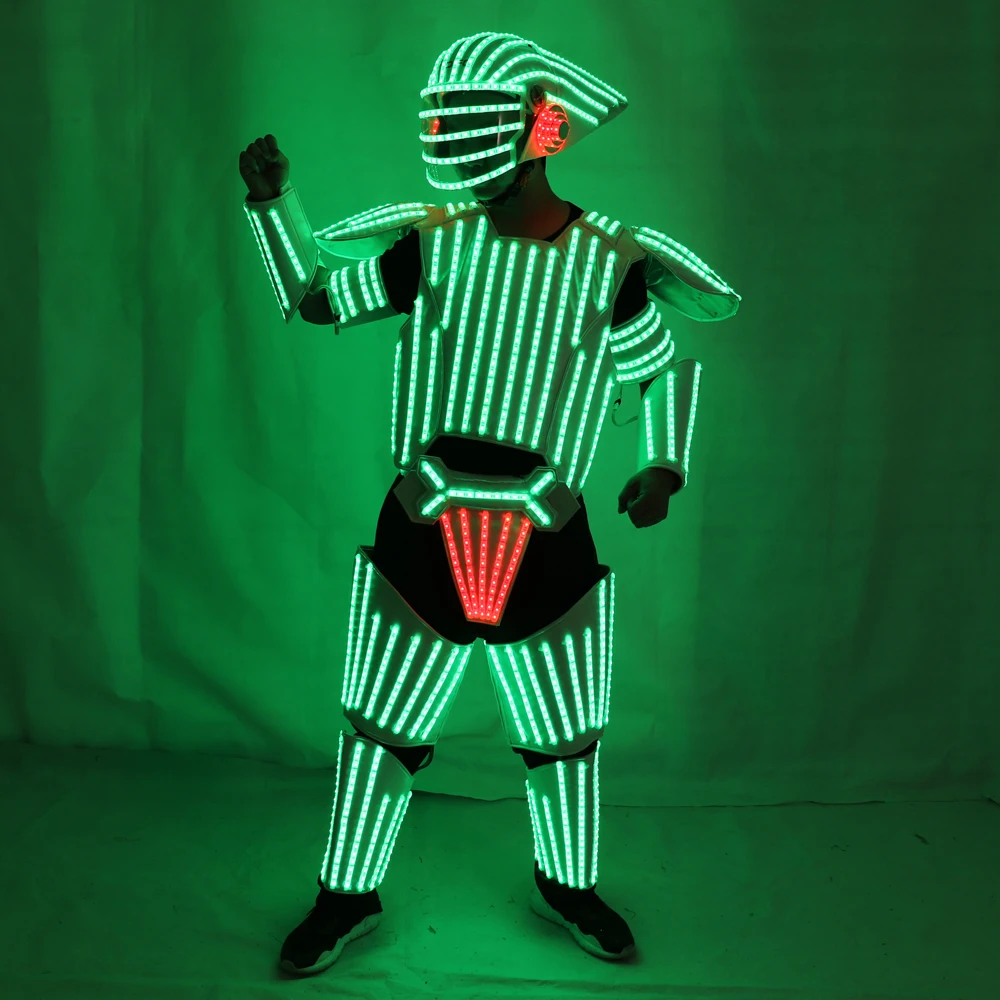 

Factory LED Robot Costume Stage RGB multicolor Jacket Dancer Wearing Cosplay Laser Gloves for Nightclub Party Man Dance