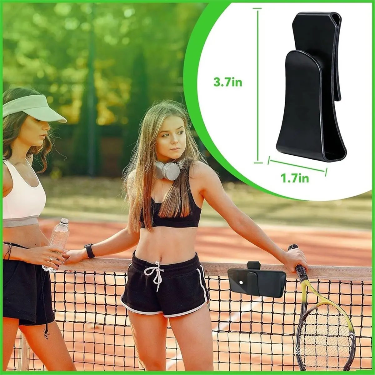 A86G Phone Mount for Tennis Net & Fence, Camera Mount Phone Holder for Court Recording, Multi-Angle Training Video Recorder