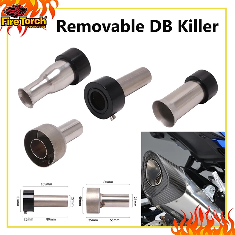 Silenciador Removível DB Killer 49mm 51mm Slip-On para Escapamento de Motocicleta R11 R55 R77 em Aço Inoxidável