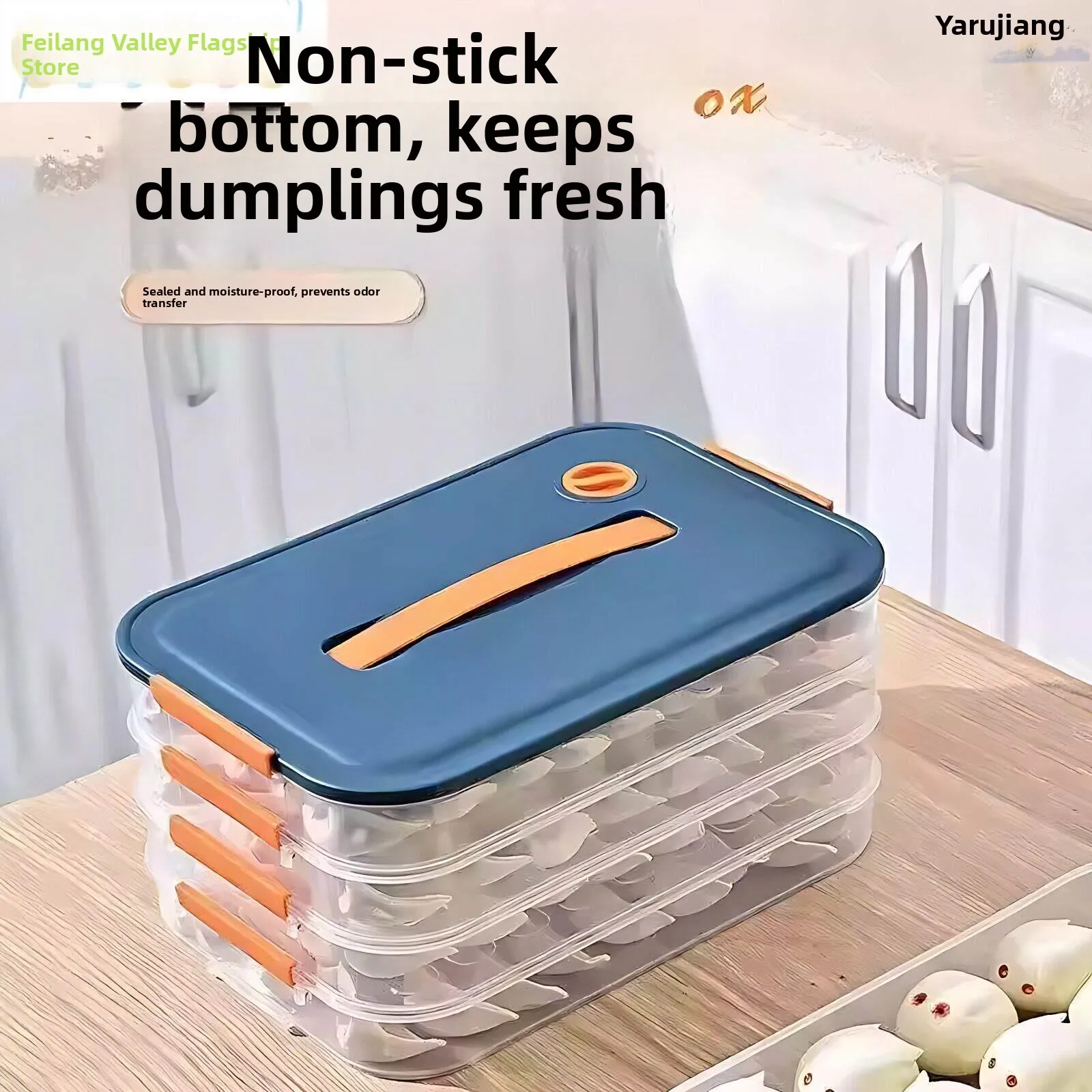 

Large Capacity Kitchen Fridge Freezer Dumpling Tray Storage Box Multi-Layer Freshness Box for Home Organization