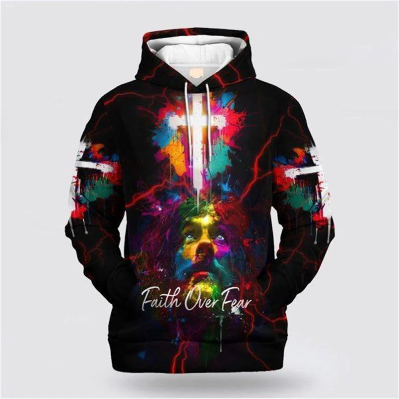 3D All Print Jesus Cross Hoodies Men Women New Crucifix Graphic Hooded Sweatshirts Kid Fashion Cool Pullover Harajuku Y2k Hoodie