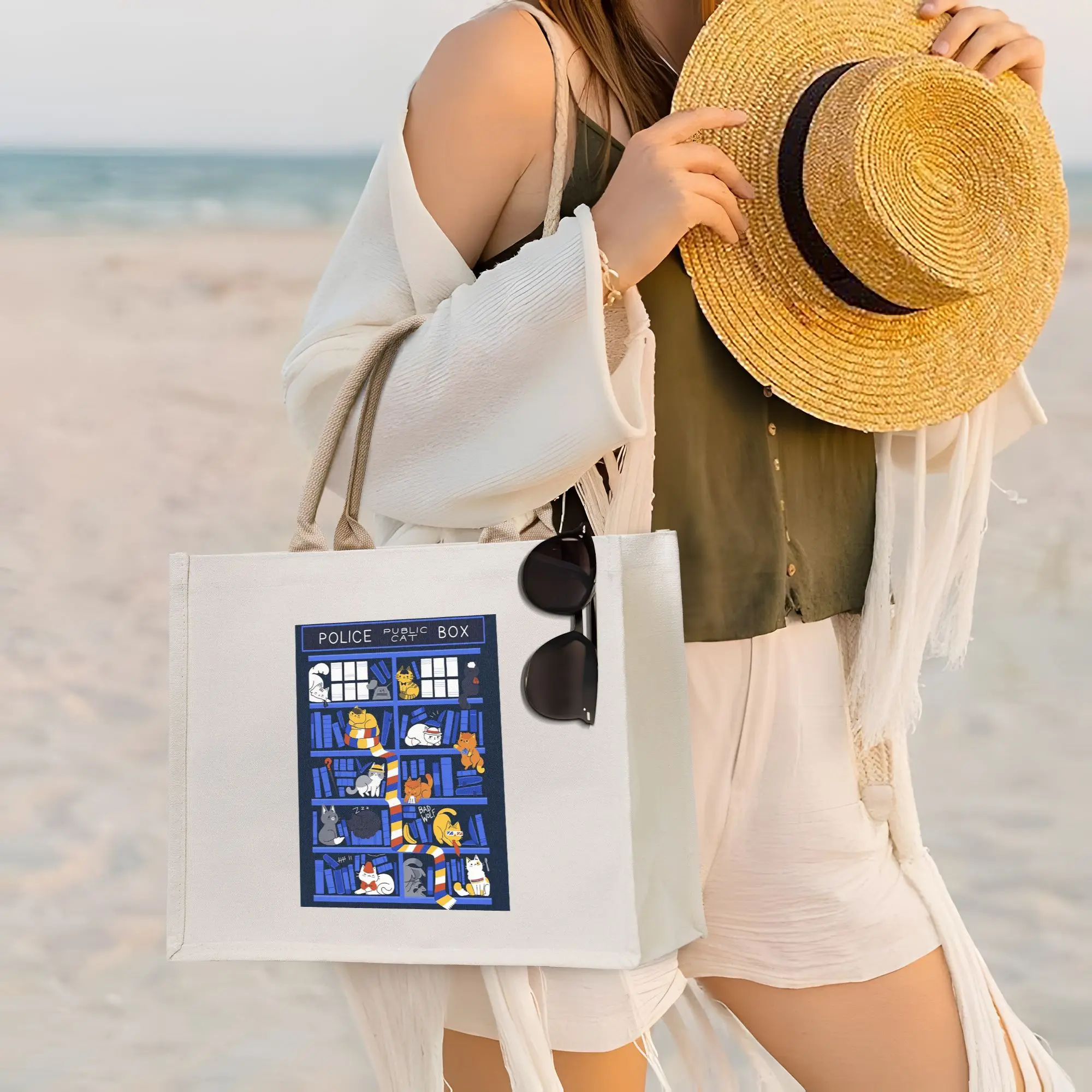 

Сумка-тоут Library Box Who из холщовой ткани, складная, для девочек, на плечо, дорожная сумка