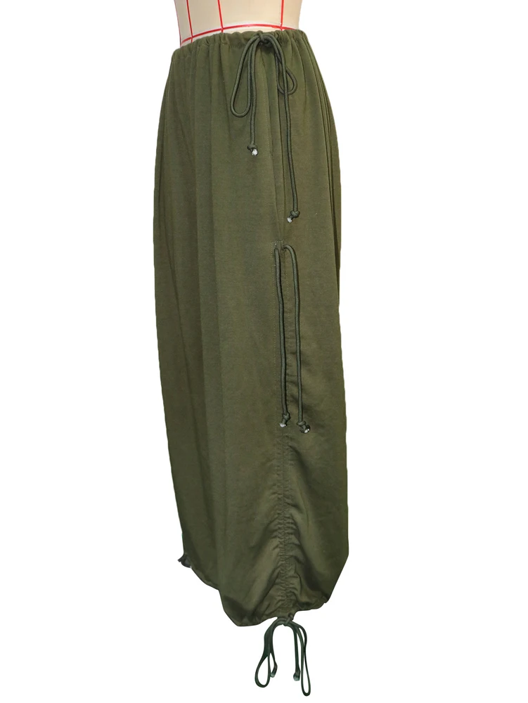 Damen Y2K Baggy Weite Hose mit Elastischem Bund und Verstellbarem Kordelzug, Lässige Lose Bodenlange Hose, Streetwear, Übergröße – Detail 6