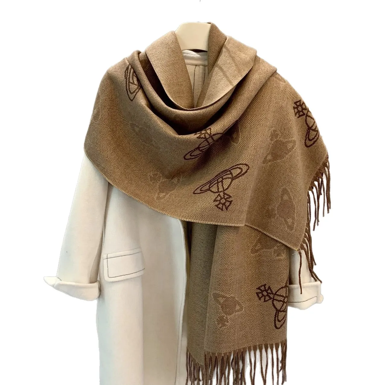 2025 الخريف/الشتاء سميكة الأغنام تقليد الكشمير الكلاسيكية زحل وشاح نمط مزدوج الوجهين المرأة الدافئة ضوء الفاخرة شال الرقبة