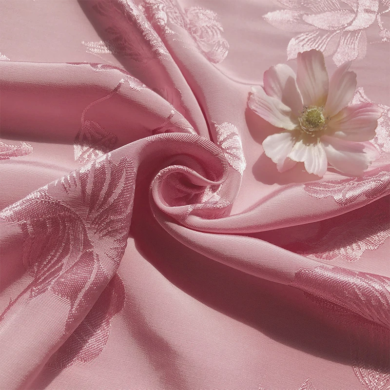 Jacquard Fabric By The Meter for Dresses Shirts Hanfu Diy Sewing Drape Soft Silky Plain Mandarin Duck Flower Luster Rayon Summer