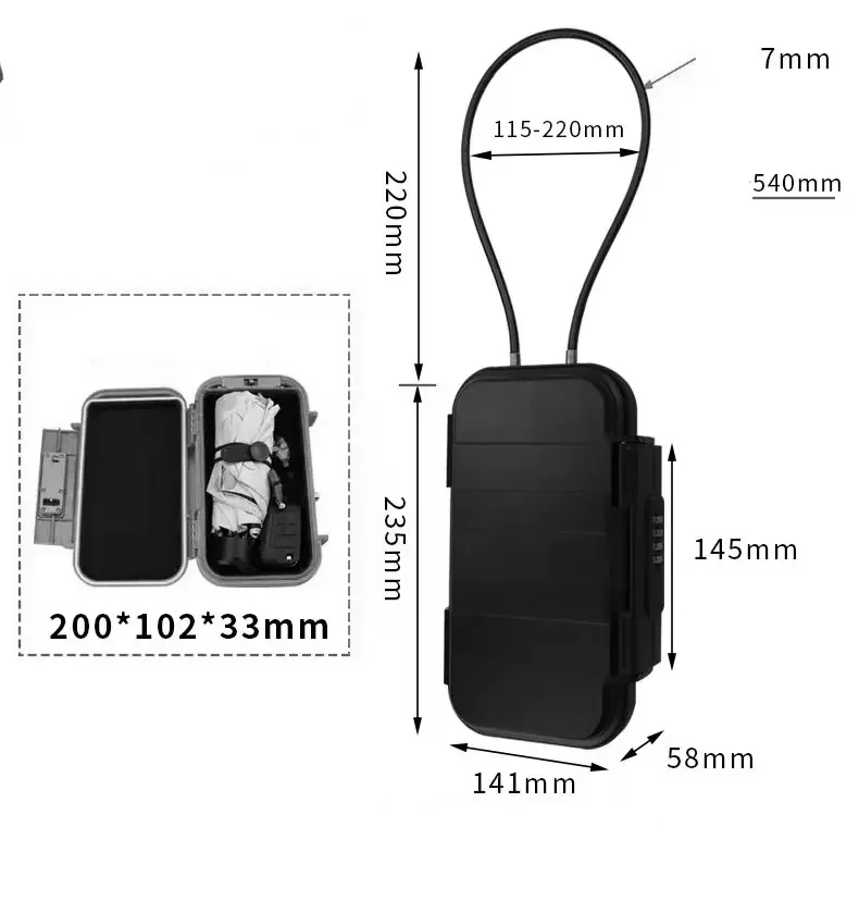Travel Safe Lock Box Portable Safe for Gym Anti-Theft Beach Safe Box Waterproof Small Combination Lock Box with Removable Chain