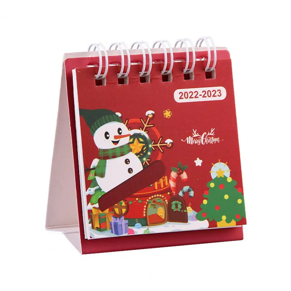 Calendario de escritorio de 2 piezas, página que gira suavemente, diseño de doble bobina 2023, adorno de calendario portátil de pie