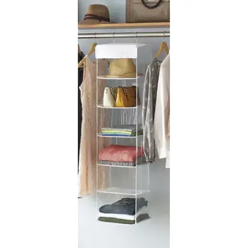 6層懸掛式收納架,透明乙烯基材質,節省空間,垂直設計,耐用金屬框架,服裝配件 6 最佳銷售 衣架 - №6