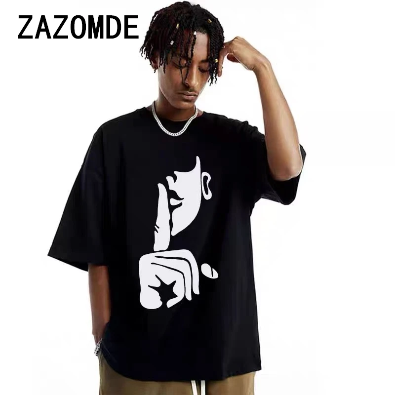 ZAZOMDE Man Hip Hop Loose Retro Don't Speak Pattern Printing High Street Women Clothes Punk Tops Streetwear T-shirt