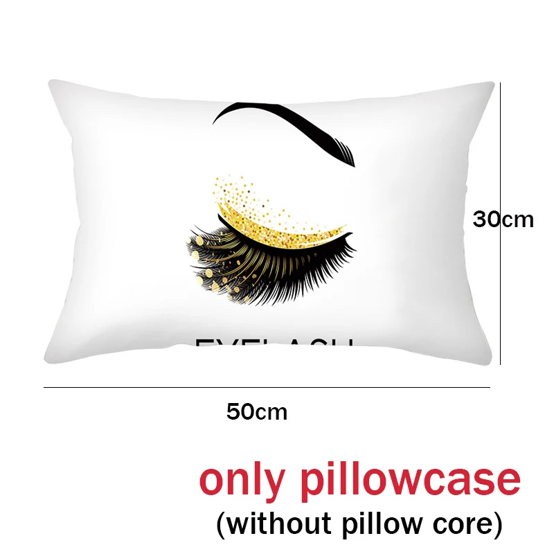 Eyelash Printed Cushion Cover 30X50CM Pillowcase Decorative False Eyelash Extension Makeup Pillow Cover Sofa Home Pillowcase