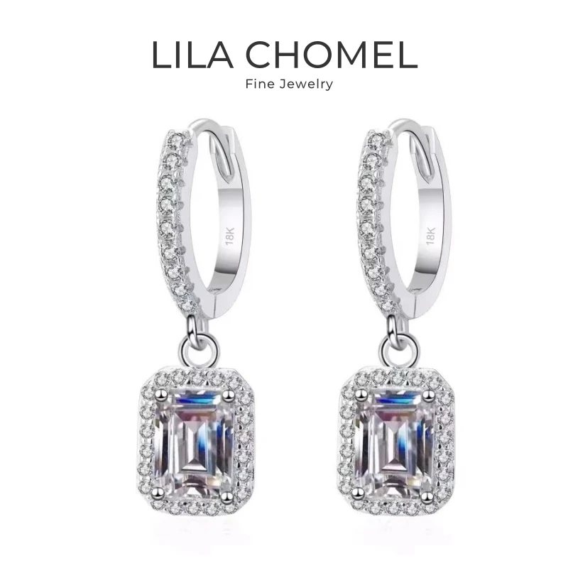 

Girl Valentine's Day 18K White Gold Women Birthday Gift 1/2CT Moissanite Diamond Drop Earrings PT950 Platinum Wedding Jewelry