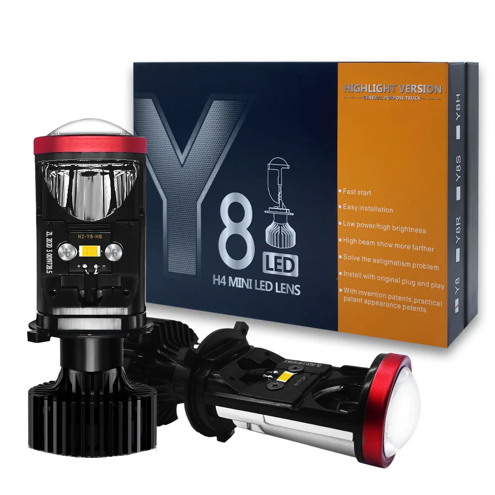 Y8 120 واط H4 المصابيح الأمامية سيارة H4 LED جهاز عرض صغير عدسة 6000 كيلو عالية منخفضة شعاع توربو مروحة السيارات LED H4 مصباح LHD RHD 12 فولت 24 فولت