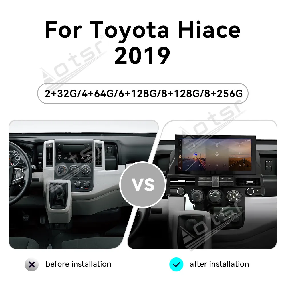 12.3 Inch Android 13 For Toyota Hiace 2019 Gps Navigation Carplay Car Radio HD Touch screen Stereo Auto Head Unit Stereo Auto