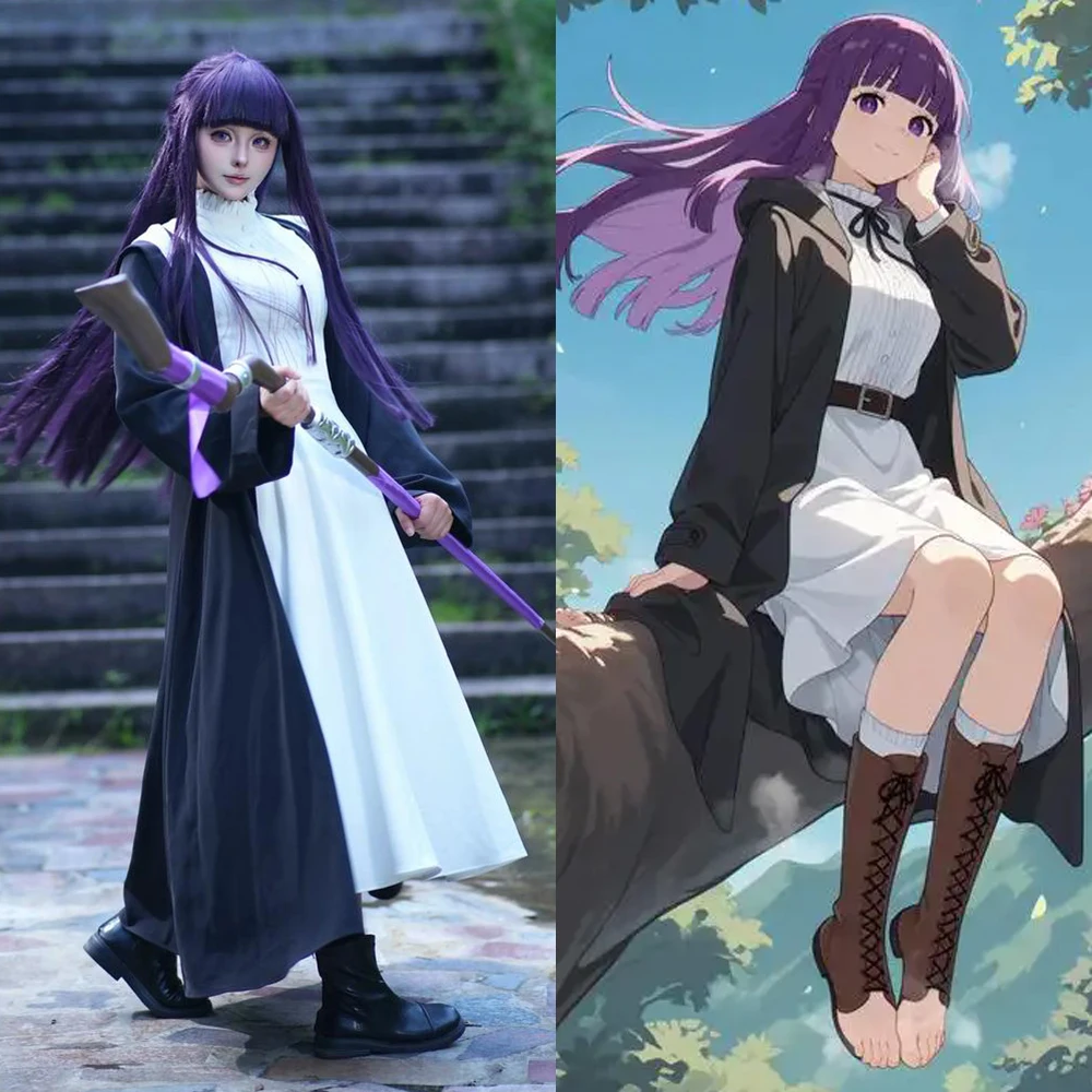 Disfraz de Cosplay de Anime Frieren Beyond Journey's End, Peluca de Fern, Vestido de Cosplay, Uniforme, Disfraces de Halloween y Carnaval para Mujeres y Hombres