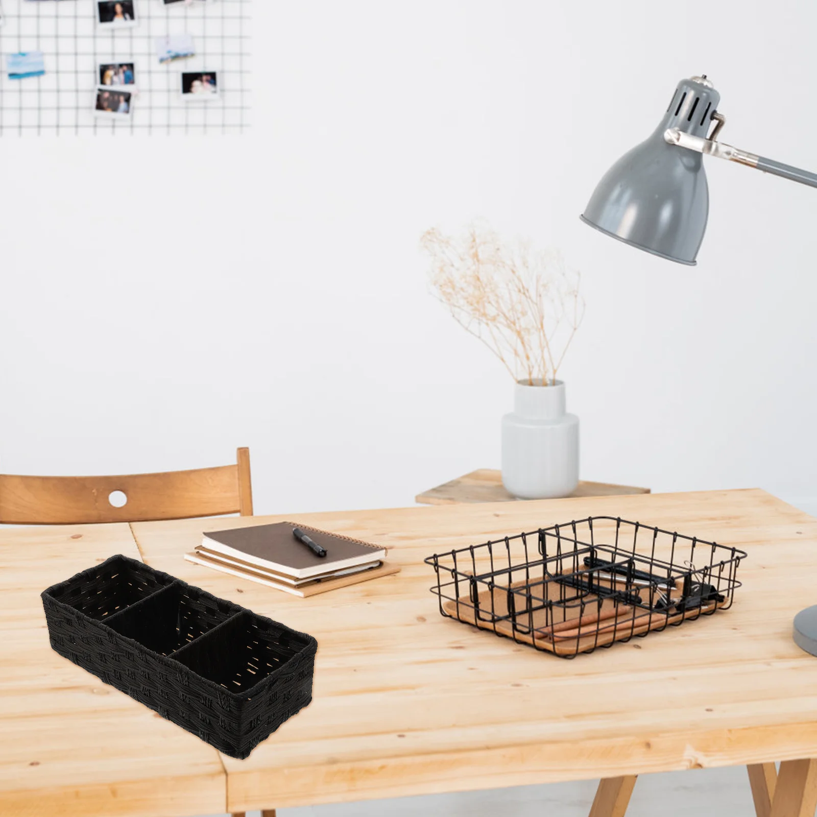 

Black Rectangular Storage Box 3 Grids Lightweight Desk ganizer Home Office Decorative Container Household Box Storage