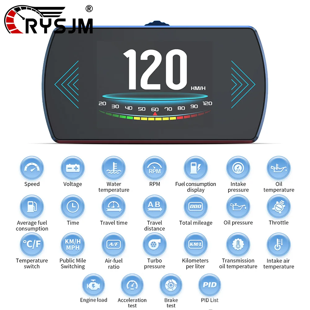

P12 Pro Car OBD2 HUD Head Up Display Car Electronics Auto Diagnostic Tools Meter Display Speed RPM Voltage Driving Computer