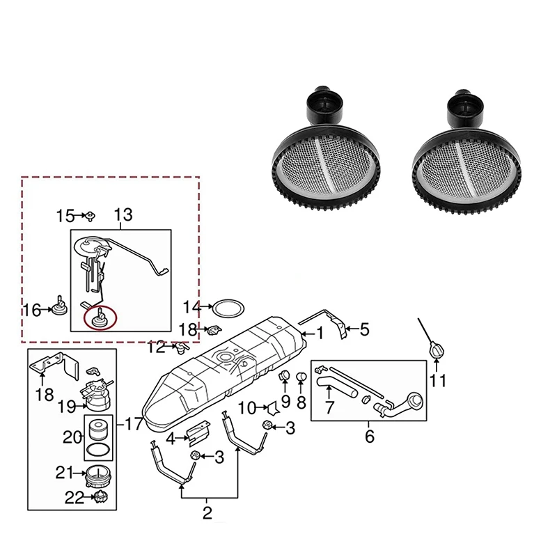 904-419 Set Of 2 Fuel Tank Pick-Up Screen Sock Filter For Ford E350 F250 F350 6.0L 7.3L V8 4C4A-9365-BA E5TZ9J306BA