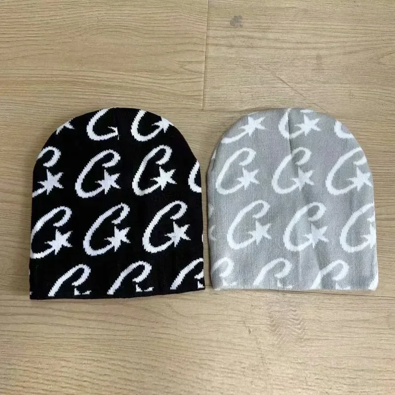 Paar Strickmützen Hip-Hop Trendy Beanie Hut 2024 Brief Jacquard Frauen Männlich Winter Hot Girl Warme Strickmütze Sturmhaube Mützen