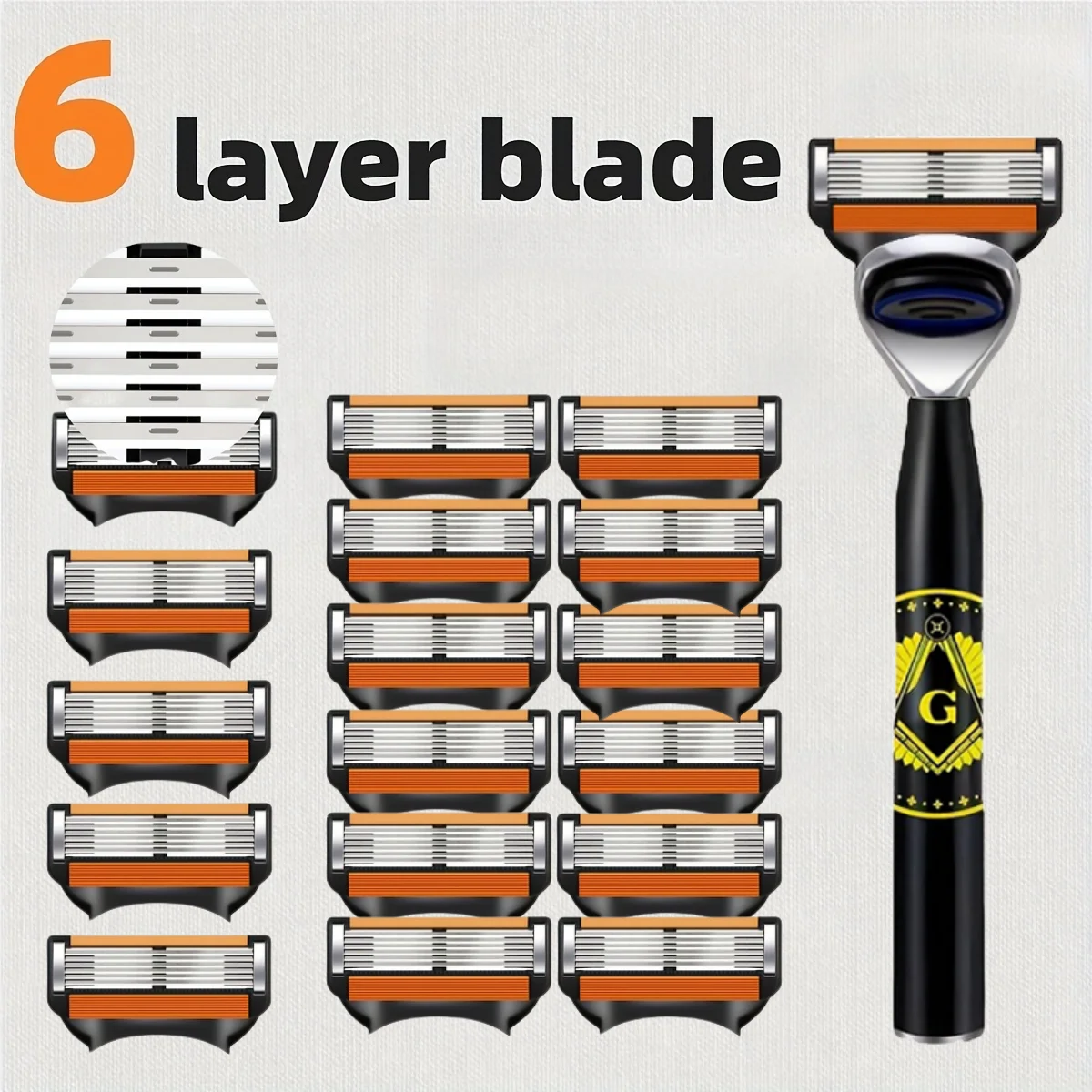 

Мужская водонепроницаемая ручная бритва, шестислойное лезвие из нержавеющей стали, классическое бритье без раздражения кожи, головки для бритвы для старой школы