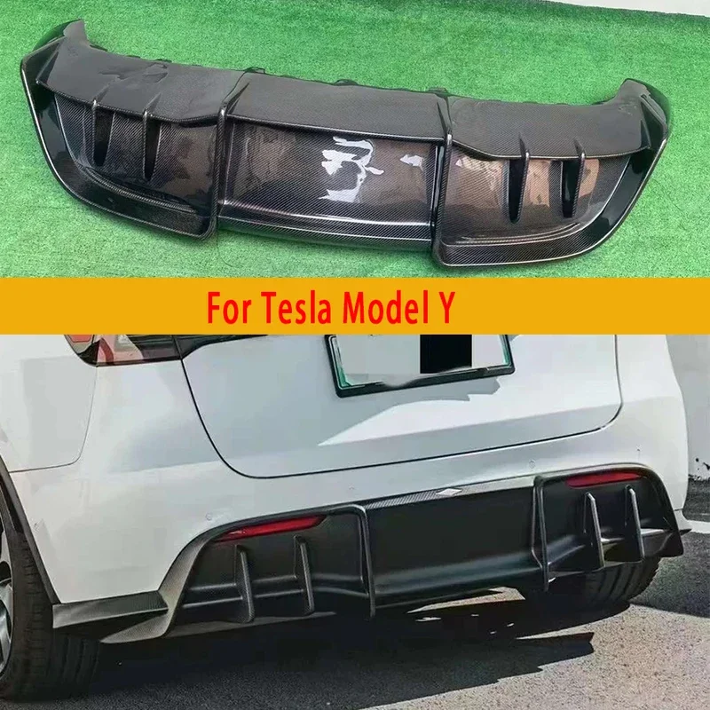 For Tesla Model Y AD style Carbon Fiber Car Rear Bumper Diffuser Rear Splitters Spoiler Back lip Car Accessories body kit