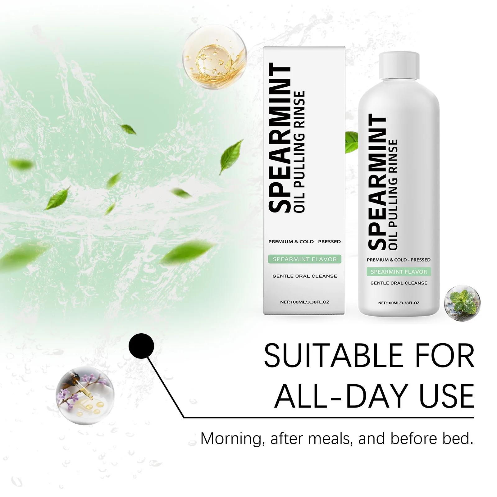 Enxaguatório bucal de hortelã fresca, remove mau hálito, gengivas calmantes, limpeza oral, manchas amarelas, remoção de odor, clareamento dos dentes, enxaguatório bucal refrescante