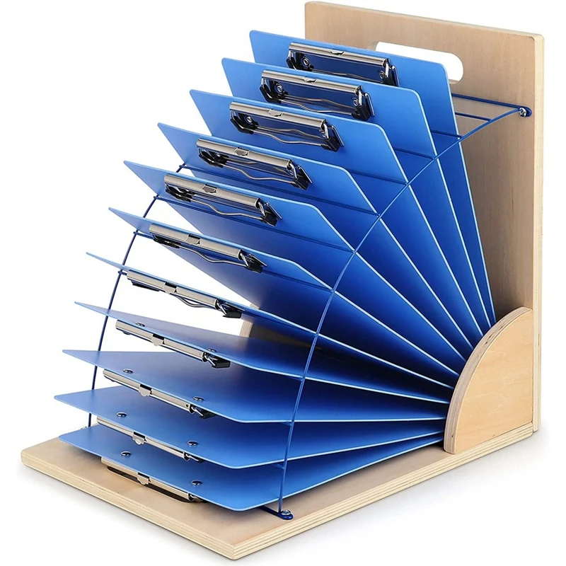 HOT SALE Clipboard Holder, Clipboard Storage Rack Wooden Clipboard Holder With Sturdy Metal Shelf Organizer For Classroom Office