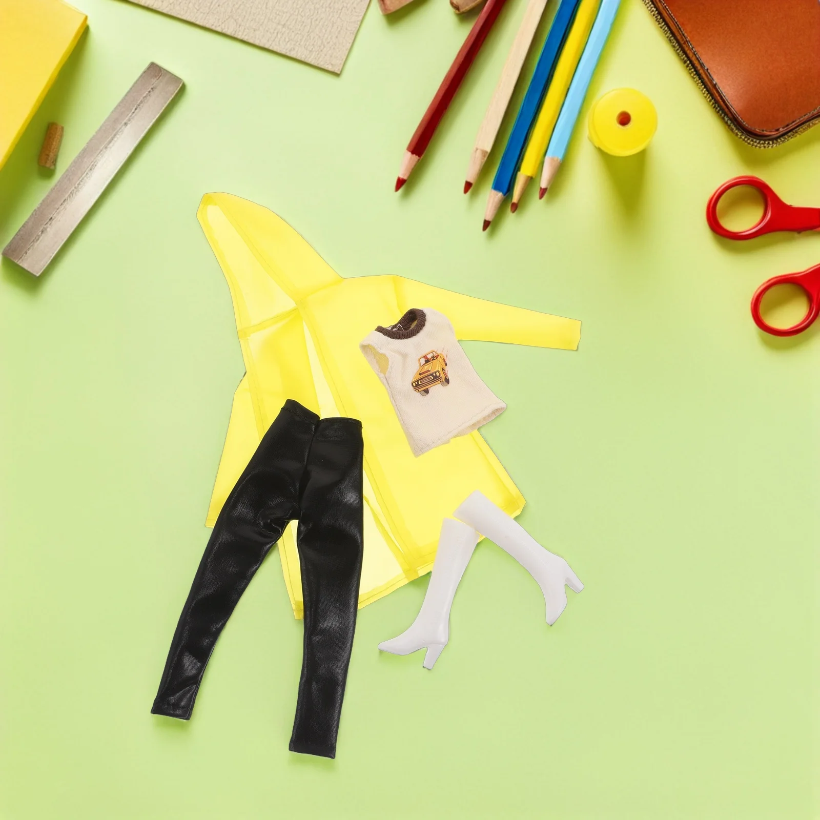 1 conjunto de capa de chuva com calças botas para menina de 11 polegadas roupa de brincar ao ar livre para crianças acessórios de moda