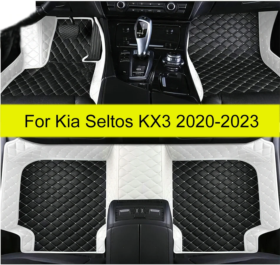 

Автомобильные коврики для Kia Seltos KX3 2023 2022 2021 2020, индивидуальный водонепроницаемый ковер, аксессуары для салона автомобиля, кожаные подушечки для ног