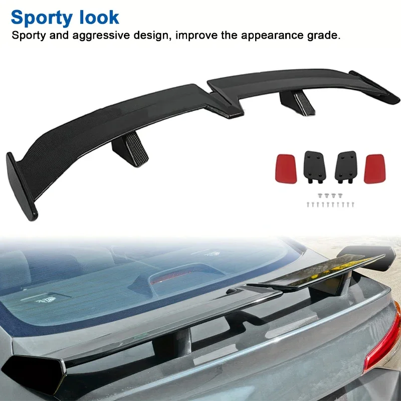 

Car tail modification parts, no need to drill holes, carbon fiber universal large tail, high tail, fixed wing, decoration added