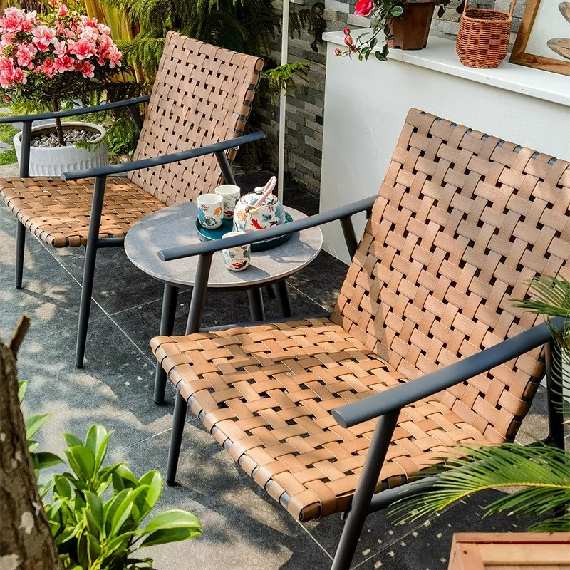 

Balcony small table and chair outdoor garden home leisure backrest table and chair combination