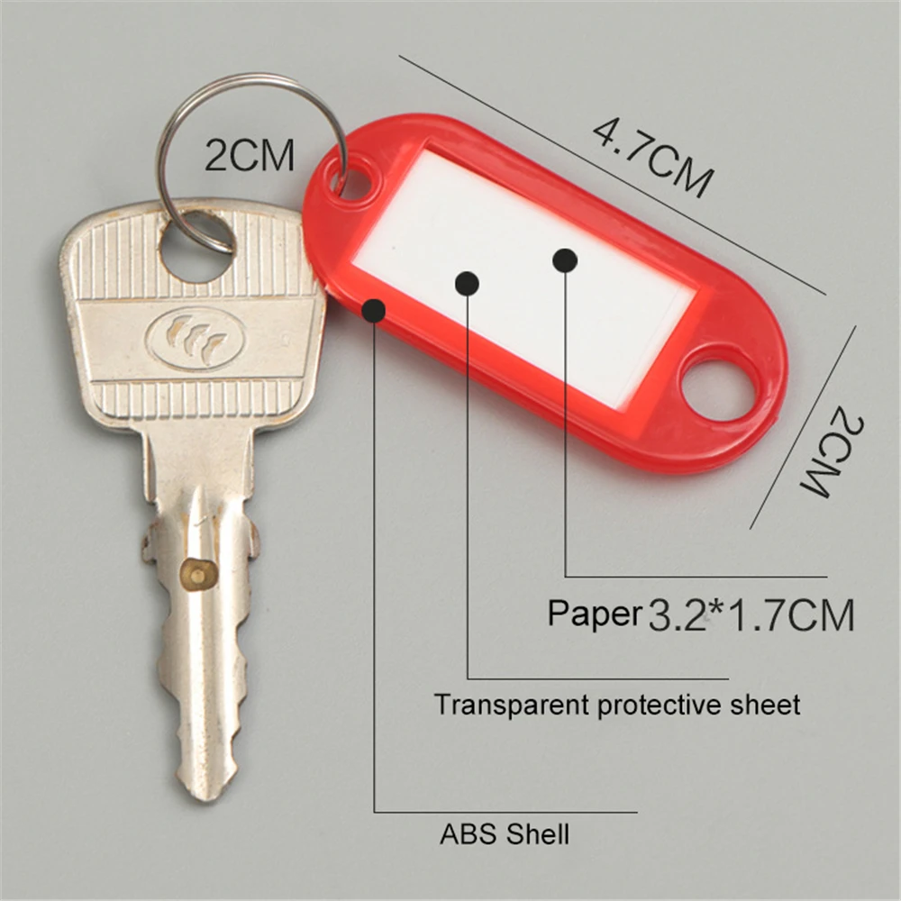 Tough Plastic Key Tags with Split Ring Label Window for DIY Key Chain Kit Numbered Name Baggage Luggage Tags Trinket Accessories