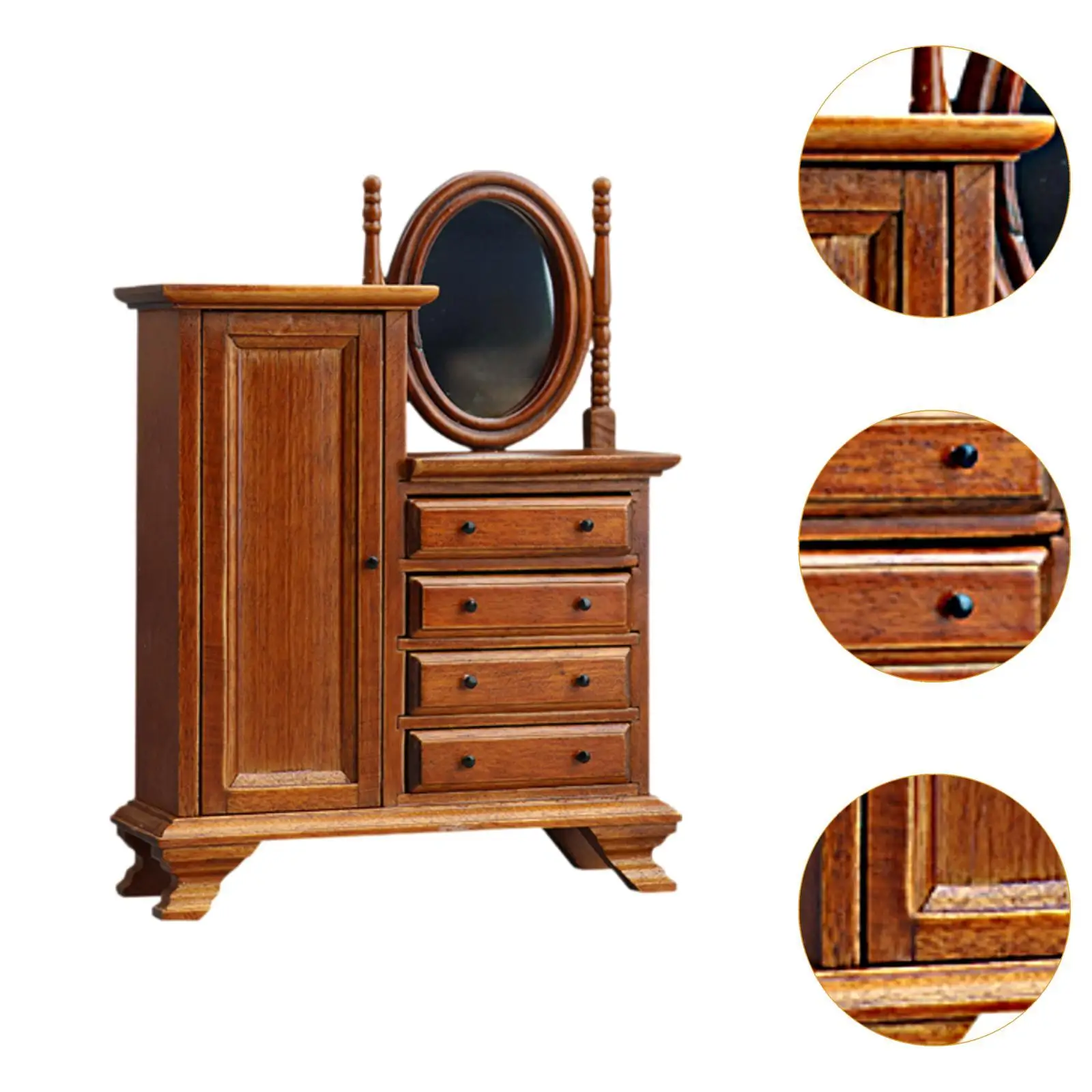 Toaletka dla lalek w skali 1:12, drewniana ozdoba do domku dla lalek, gładka mała miniaturowa scena, model mebli do domku dla lalek.