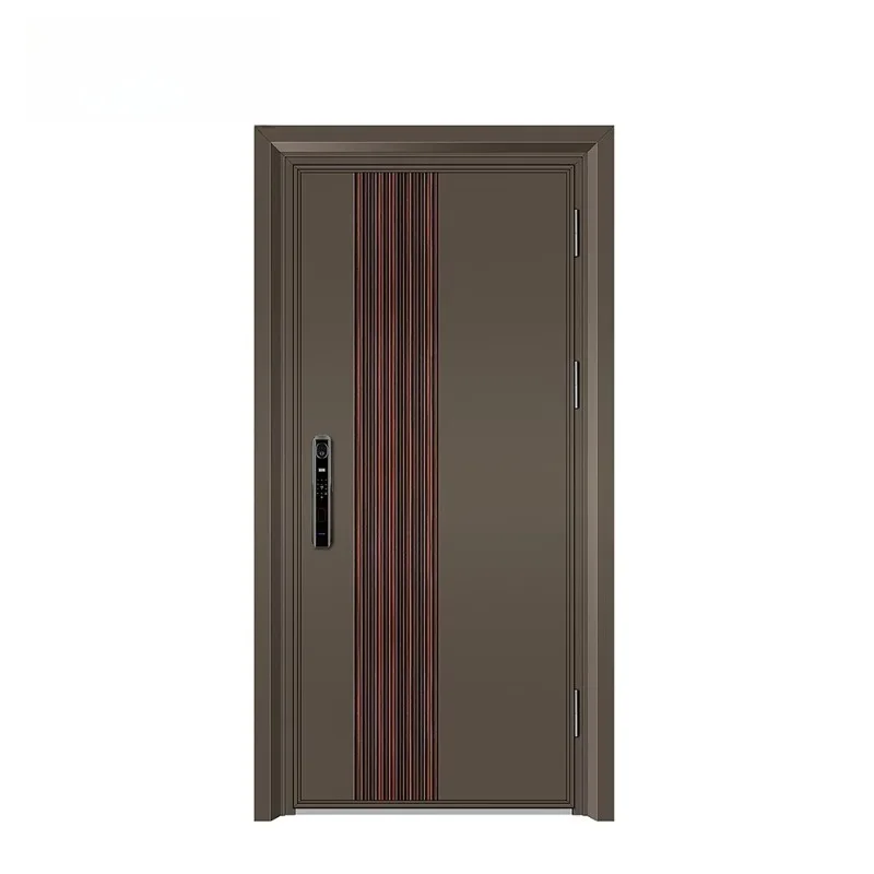 Modern Design Aluminum Alloy Iron Exterior Safety Steel Long Shank Metal Door Latest Design Main Door Steel Front